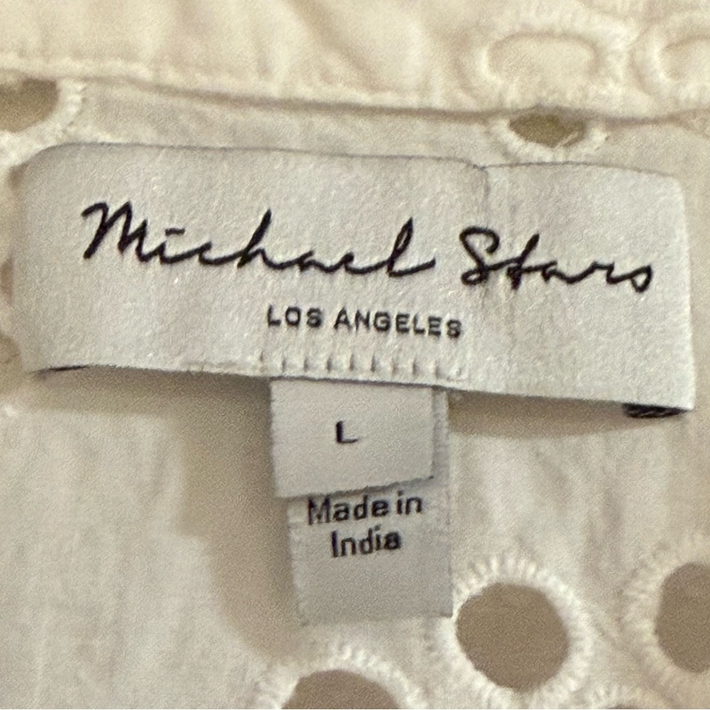 Michael Stars White Eyelet Lace Button Down Shirt Top Large - Picture 4 of 4